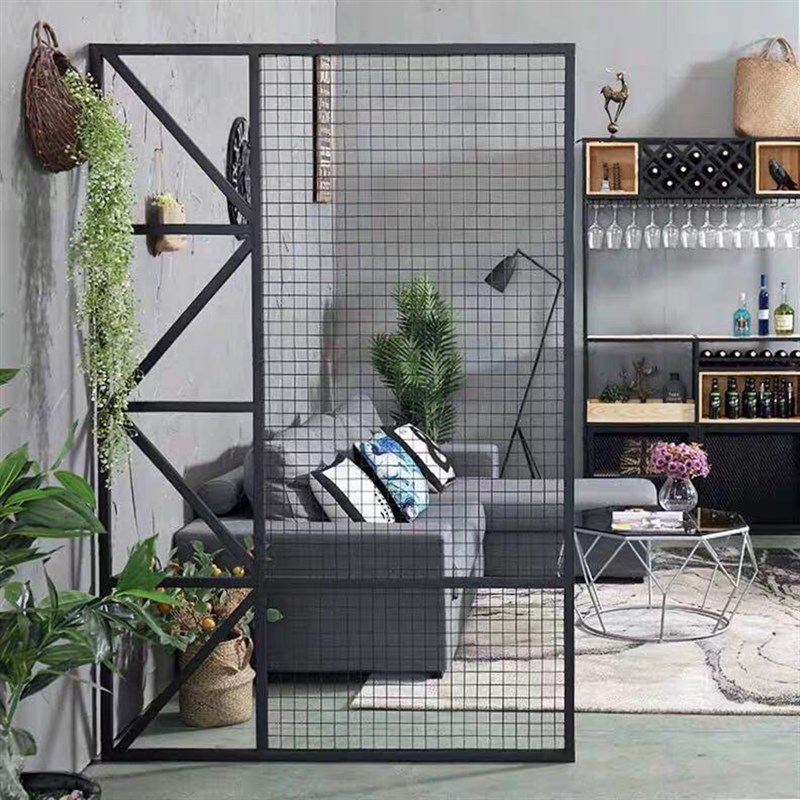 背景墙吊顶入户装饰铁艺菱形网格片铁丝网架工业风屏风镂空隔断墙