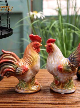 美式乡村鸡陶瓷摆件 家居隔板装饰品 橱柜摆件