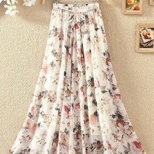 妈妈长裙裙子 花色今年流行薄款 妈妈半身裙雪纺碎花女夏季 2022新款