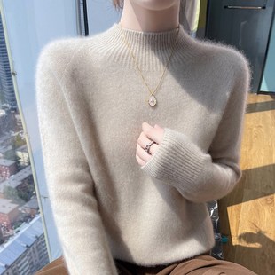软糯毛衣纯色洋气内搭羊毛衫 女宽松时尚 打底 半高领羊绒衫 秋冬爆款