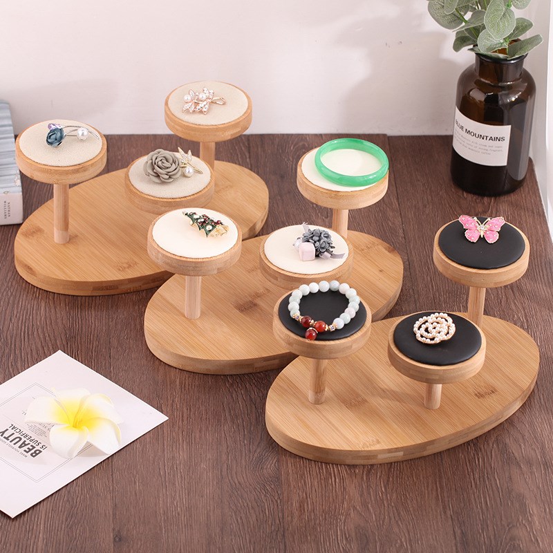 时尚简约竹木纹珠宝首饰陈列道具柜台橱窗展示架玉器展示道具套装