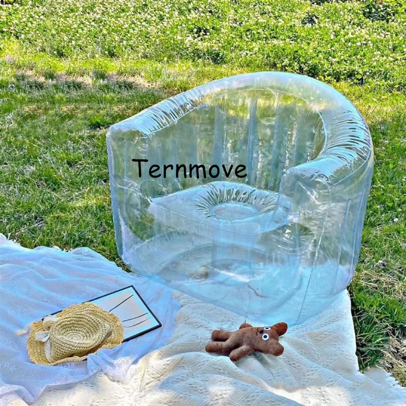 新网红充气单人沙发化妆凳子小户型空气坐垫懒人沙发户外透明沙品