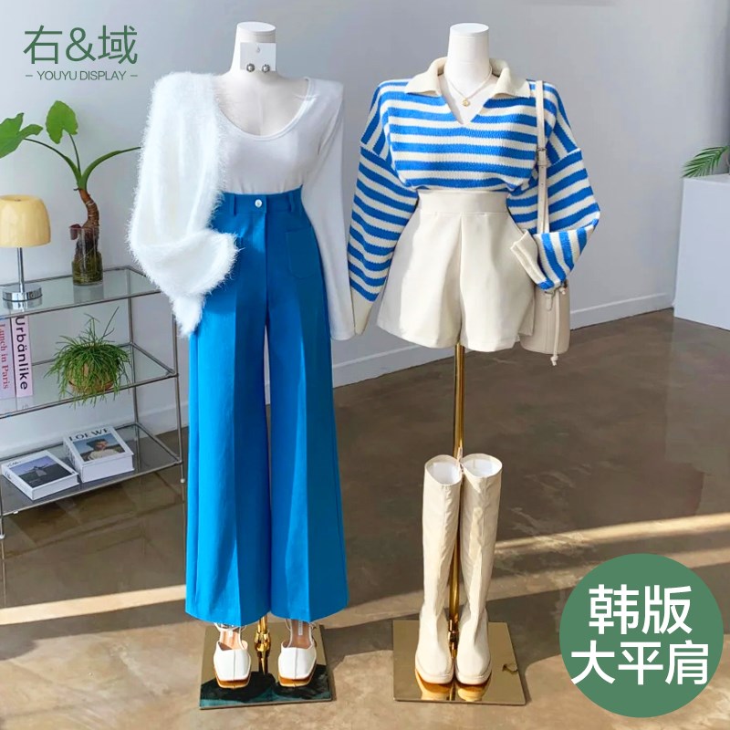 韩版直角大平肩半身女装模特道具服装店一字肩橱窗架子展示假人偶