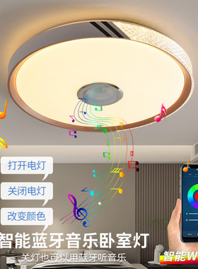 蓝牙灯音乐吸顶灯led圆形音响灯声控卧室灯家用房间智能遥控灯具