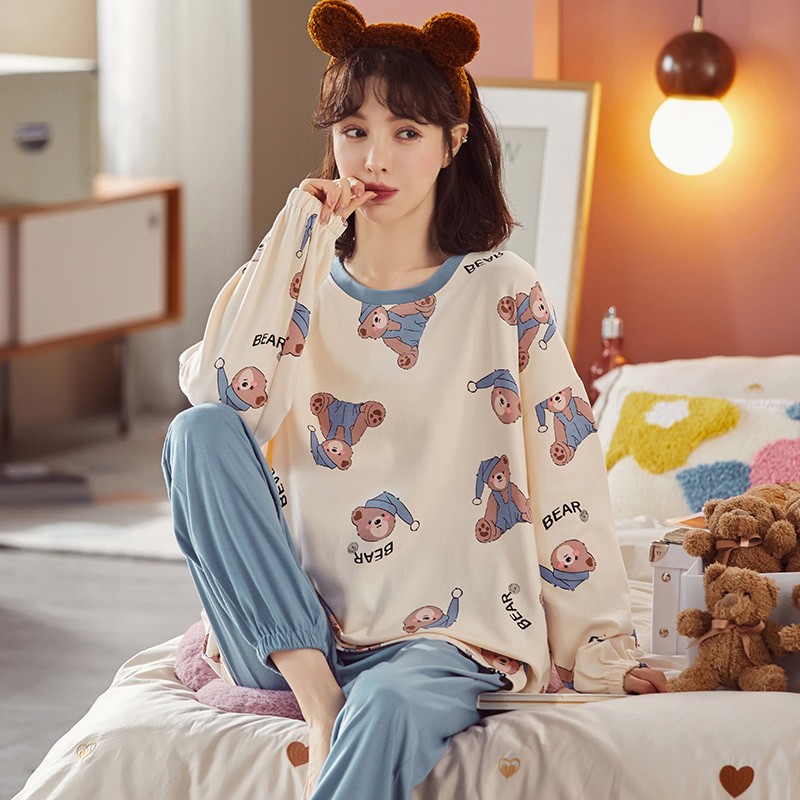 特加肥加大码睡衣女士秋季纯棉长袖长裤200斤韩版宽松套装家居服