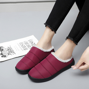 加绒妈妈半拖居家 36一47防滑外穿宽胖脚奶奶棉鞋 老人棉拖鞋 女大码
