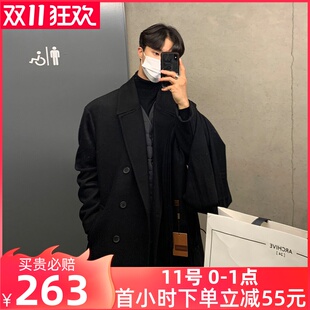 中长款毛呢大衣男士韩版秋冬季羊绒加厚呢子过膝风衣冬装韩系外套