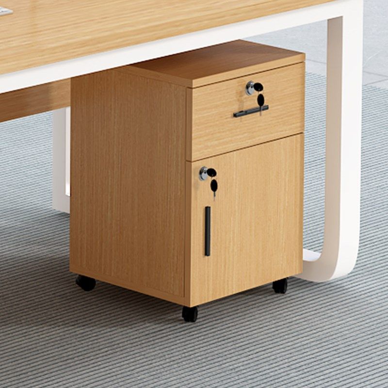 文件柜木质办公桌下收纳柜移动矮柜带轮锁抽屉活动储物资料小柜子