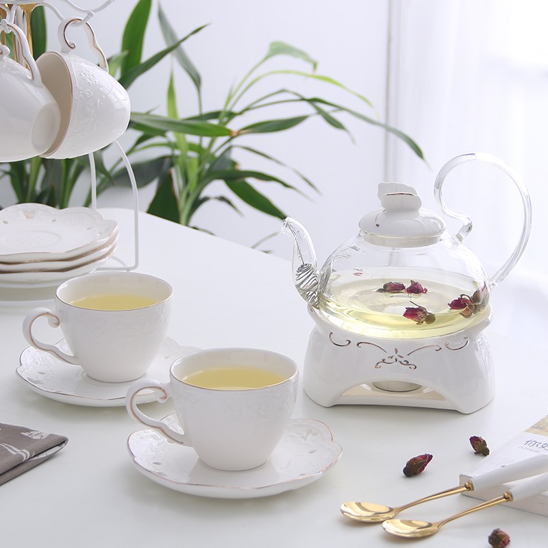花茶茶具套装花茶茶壶陶瓷带加热底座下午茶煮水果茶耐热玻璃茶壶