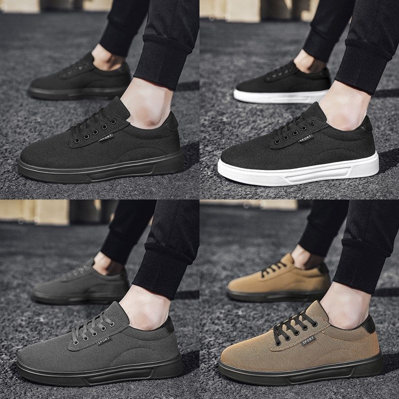 特大码帆布男鞋47秋季透气网布鞋45平底板鞋46全黑色运动休闲鞋子