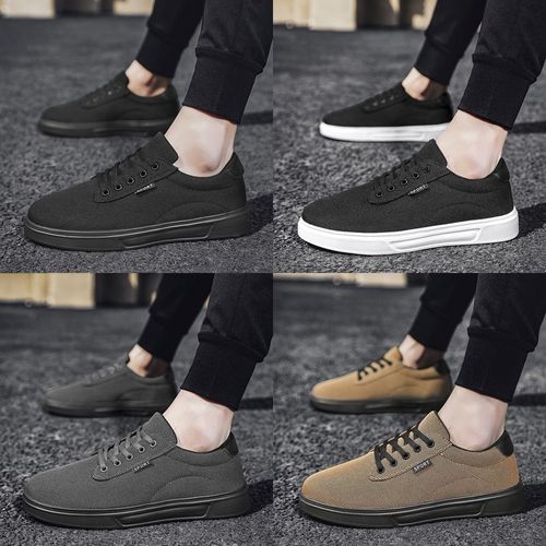 特大码帆布男鞋47秋季透气网布鞋45平底板鞋46全黑色运动休闲鞋子