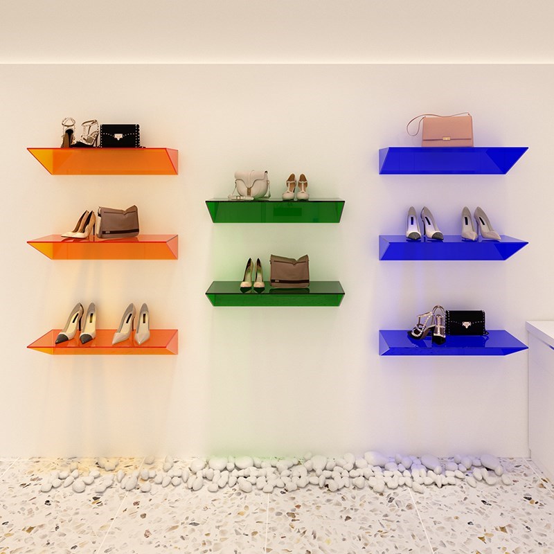 鞋店鞋架货架亚j克力服装店上墙展示架收纳陈列架多功能鞋包置物