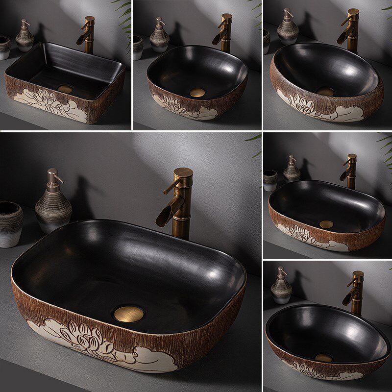 中式台上盆仿古洗脸盆洗漱盆陶瓷艺术复古洗手盆卫生间洗手池面盆