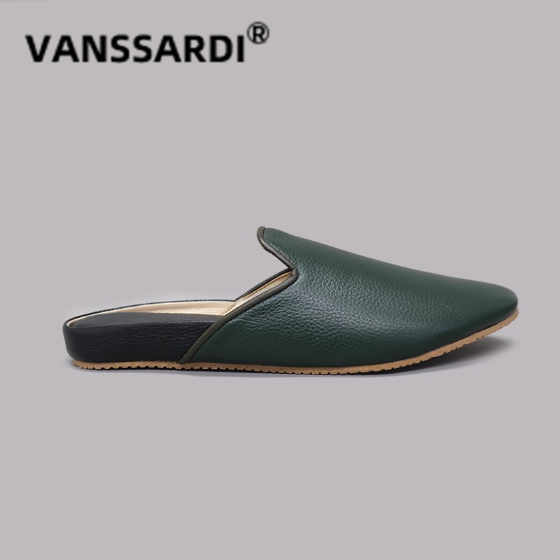 家居拖鞋四季室内情侣牛皮真皮柔软防滑男女包头日式木地板办公拖