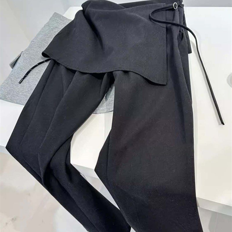 [备货]这是一条裤子!2025新假两件式系带套裤分层直筒西装裤