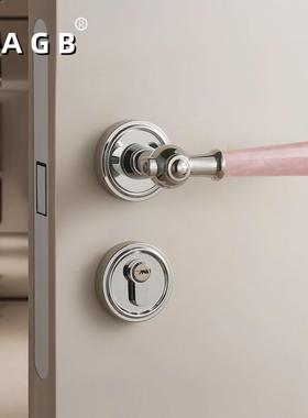 BAGB法式高档室内卧室房间门锁水晶石木门把手分体通用磁吸静音锁