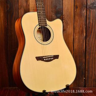 SUPUG森博格吉他 标准41寸缺角云杉木民谣吉他初学木吉他