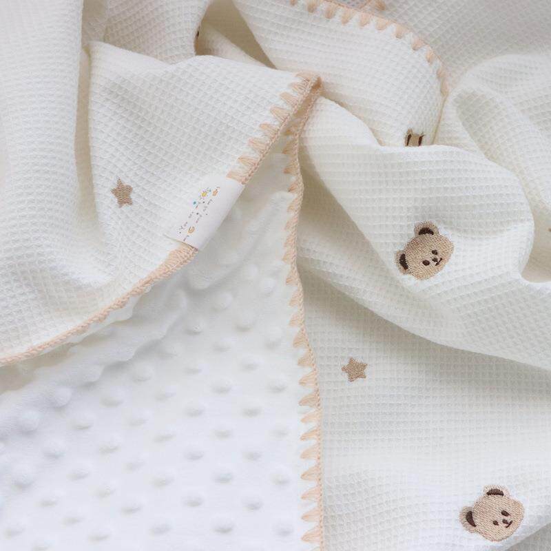 儿童宝宝毯子纯棉mini华夫格新生儿毯婴儿被子豆豆绒毯夏季小被子