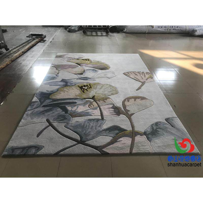 新西兰进口羊毛中式抽象植物叶子田园客厅茶几地毯餐厅卧室床前毯