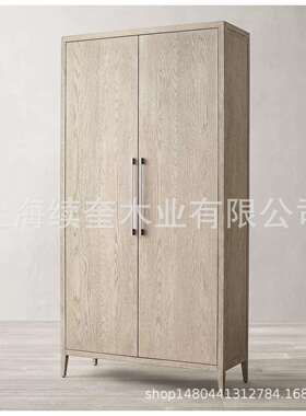 RH美式乡村实木双门书柜 做旧复古储物柜别墅家具设计师置物柜