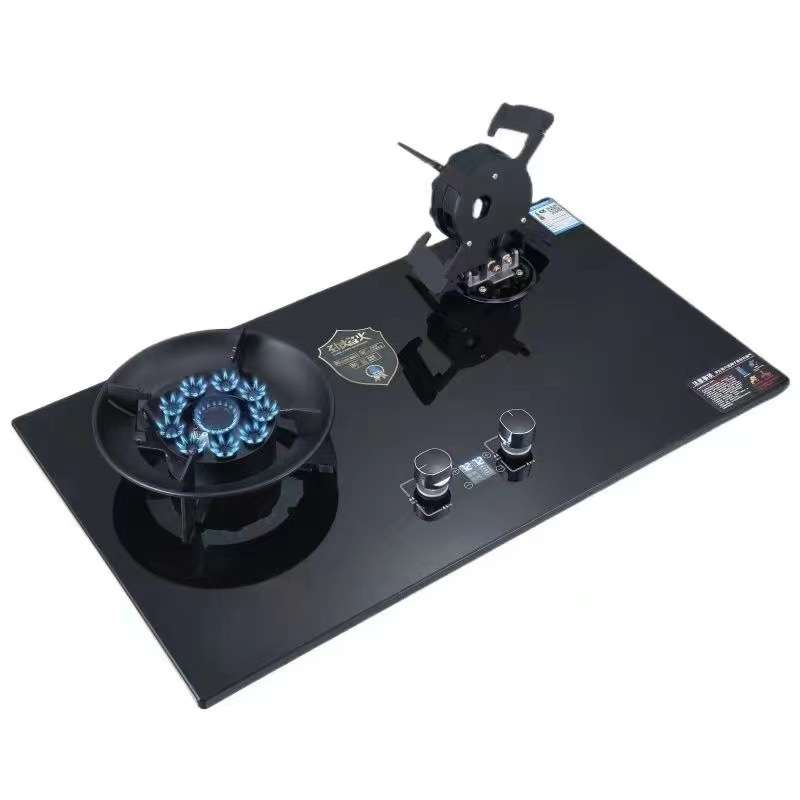 Build in gas hob cooker stove with glass panel fold burners