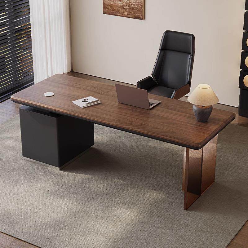 意式极简书房书桌现代简约轻奢家用办公电脑桌设计师款实木