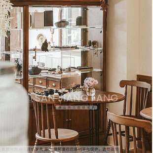 复古咖啡厅桌椅组合美式实木奶茶店椅子甜品烘焙店网红奶茶店桌子