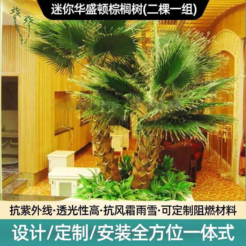 仿真棕榈树迷你华盛顿假树环保防阻燃室内贸易商场景观树真