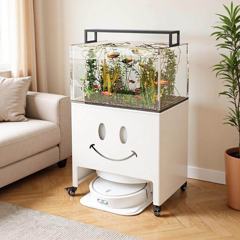 扫地机上方置物架带轮子扫地机器人基站遮挡柜隐藏收纳柜沙发边柜