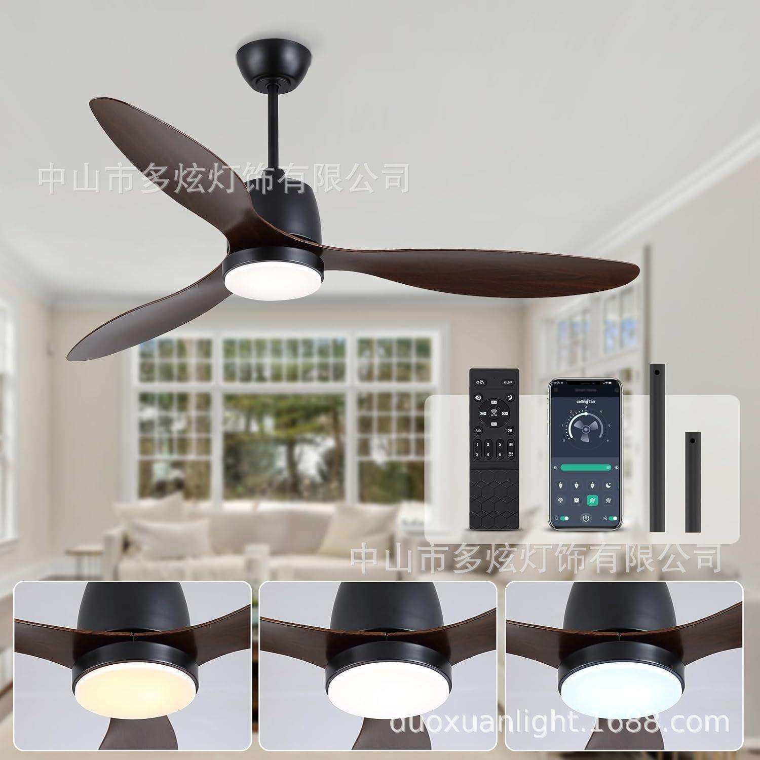 跨境亚马逊110v户外风扇吸顶灯吊灯北欧电扇灯餐厅客厅阳台智能