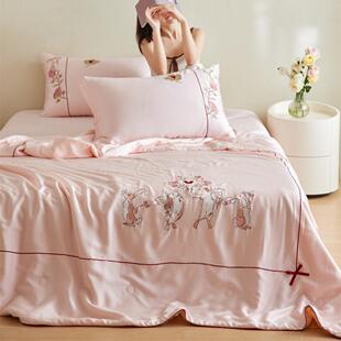 少女可爱花园兔兰精天丝夏凉被四件套儿童凉感冰丝裸睡夏季被