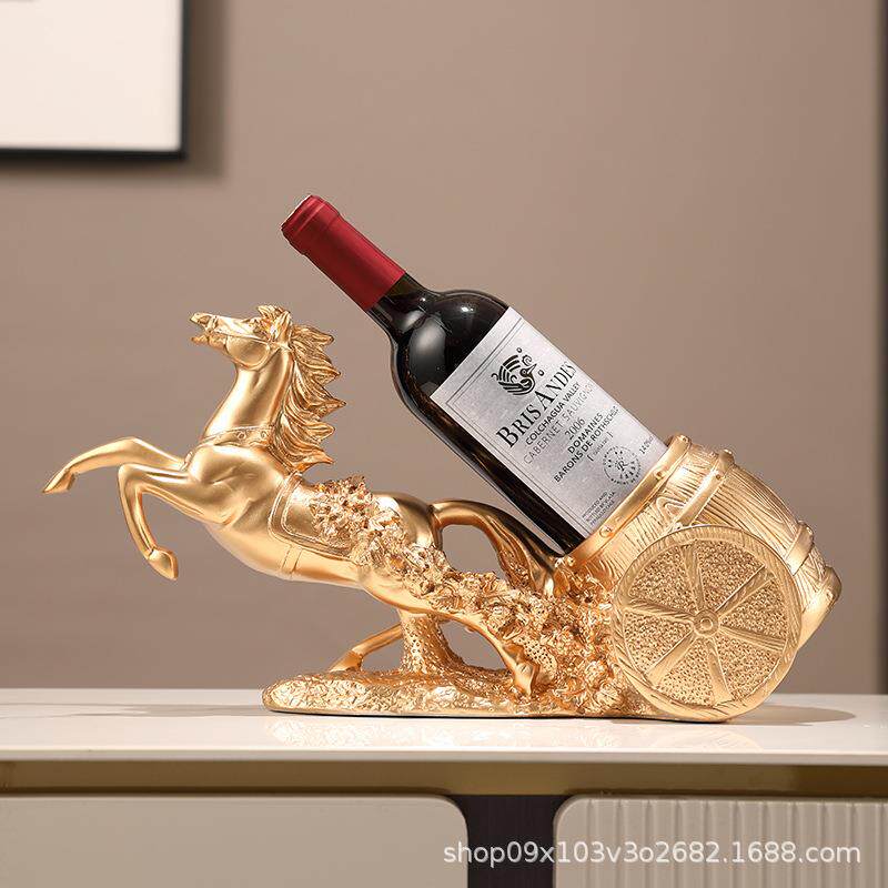 马到成功轻奢高档葡萄红酒架子客厅酒柜装饰品摆件高端大气上档次