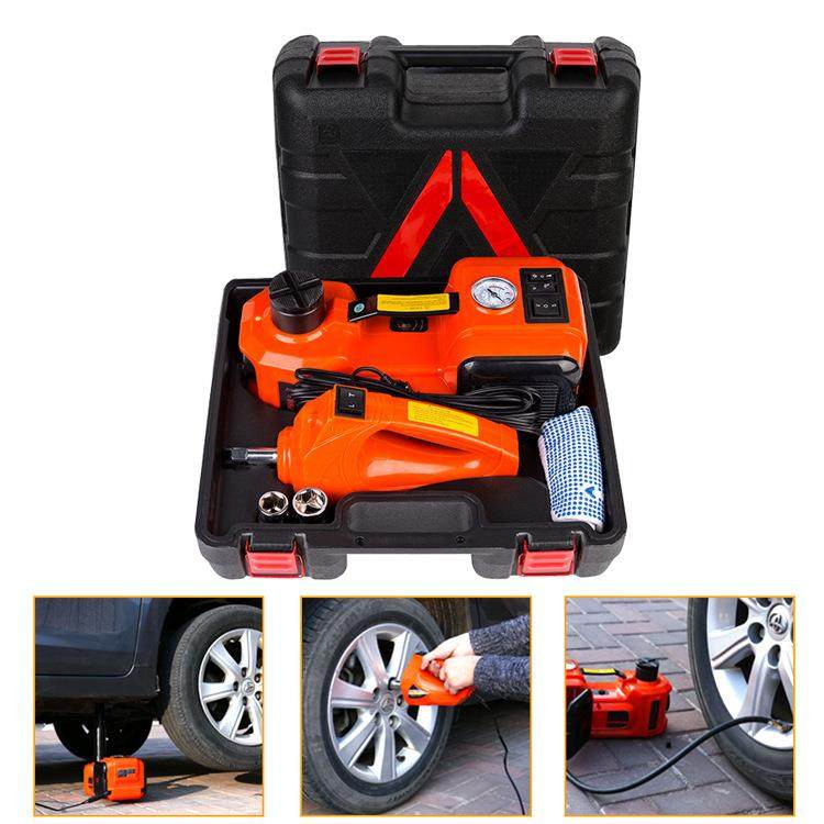 5T电动便携式汽车千斤顶12V带灯/电动充气泵扳手组合维修好帮手