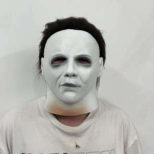 2023新款月光光心慌慌白色麦克梅尔迈尔斯万圣节梅杰乳胶面具头套