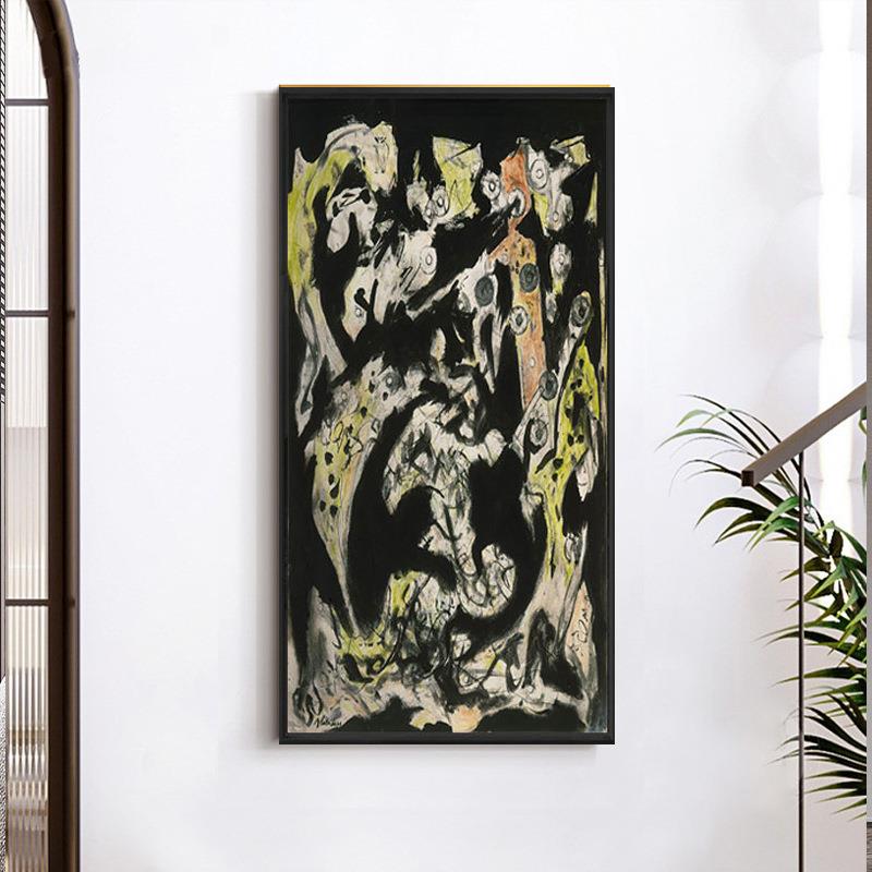 自由狂放派抽象艺术画工业风装饰画杰克逊波洛克泼墨油画玄关挂画