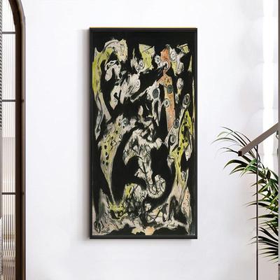 自由狂放派抽象艺术画工业风装饰画杰克逊波洛克泼墨油画玄关挂画