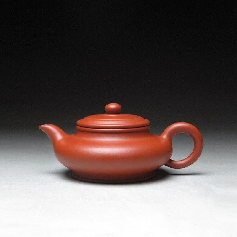 宜兴迷你紫砂壶纯手工原矿朱泥虚扁壶家用茶具小茶壶一人用 130cc