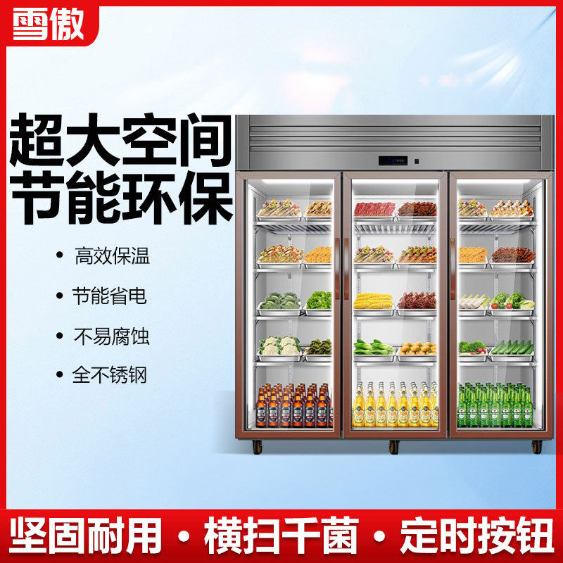 三开门保鲜柜冷藏展示柜冷冻商用冷柜蔬菜串串双三门点菜柜