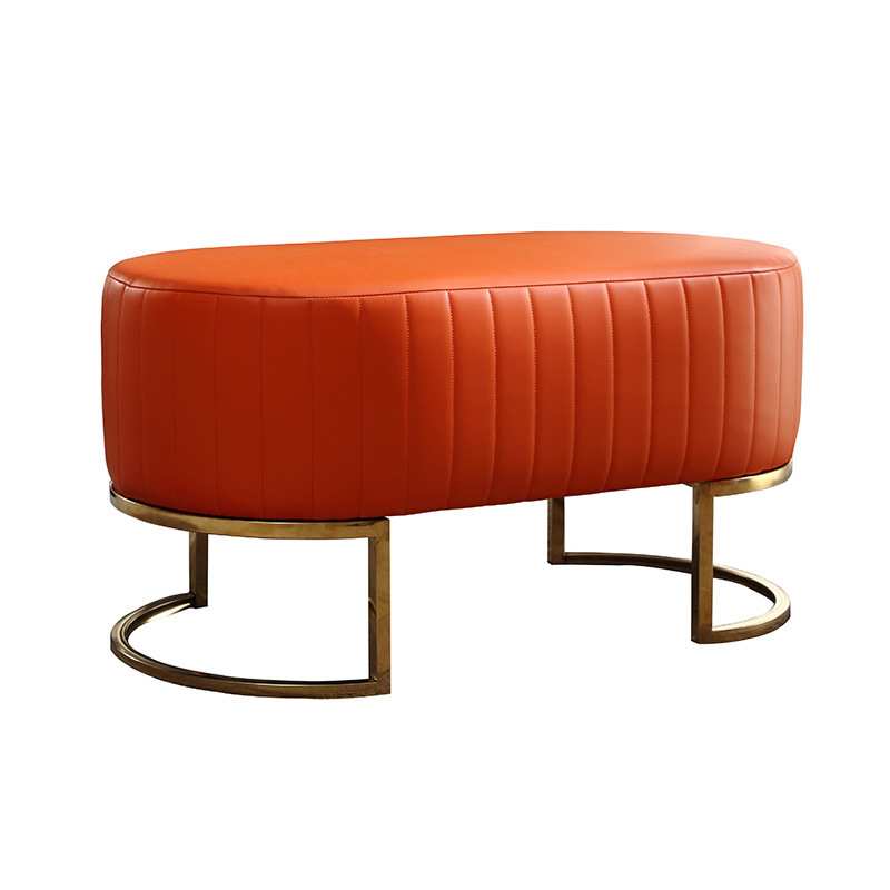 轻奢沙发凳门口皮凳子卧室床尾凳家用梳妆凳不锈钢换鞋凳小圆凳