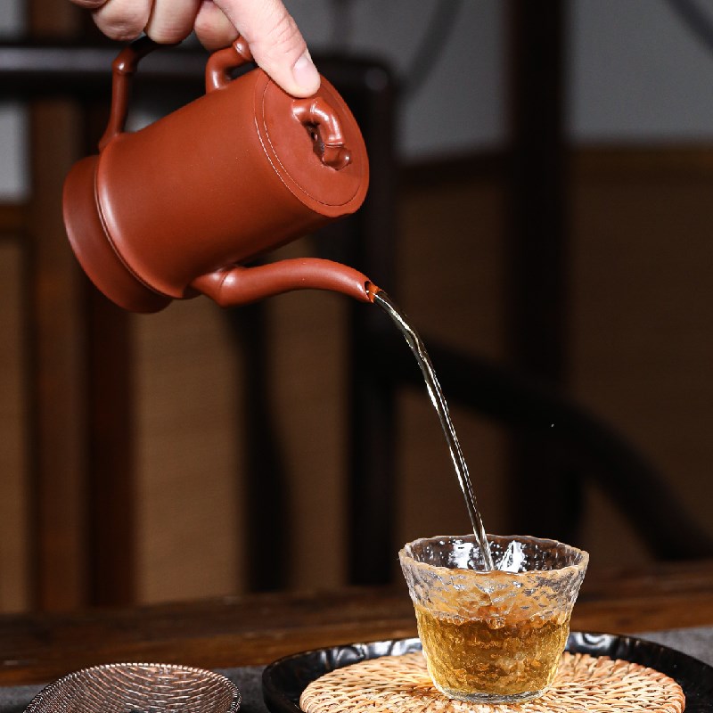 陈鸣远后人宜兴紫砂壶全纯手工原矿朱泥功夫茶具泡茶壶花器一段竹