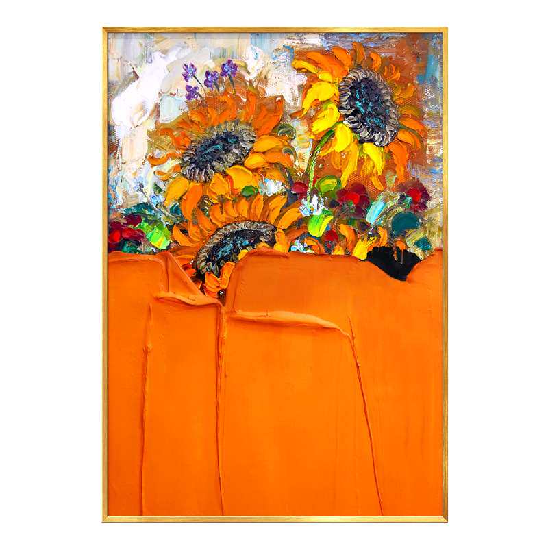 纯手绘油画立体花卉壁画入户玄关装饰画现代简约软装挂画餐厅画