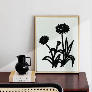 北欧简约植物黑白风格屋内装饰画客厅纯手工刺绣工艺画文创产品