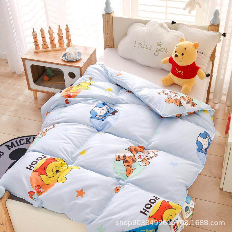 全棉婴儿童印花羽绒被95吊吊大朵白鹅绒幼儿园四季春秋冬被芯