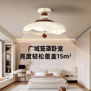 法式奶油风卧室主灯2025新款蛋壳感中古风全光谱护眼餐厅吊灯