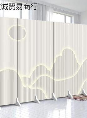 纯白色屏风隔断简约现代进门公司LOGO办公室遮挡移动折叠简易折屏