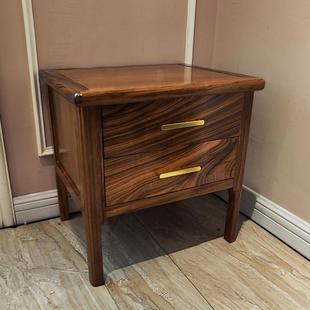 高端别墅乌金木全实木床头柜现代新中式乌金木床边柜轻奢收纳柜子