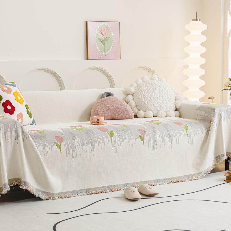 奶油风沙发盖布四季通用防猫抓坐垫毯子雪尼尔皮沙发套罩防尘罩布