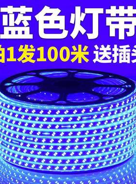 220V蓝色灯条超高亮天花吊顶KTV招牌灯箱装饰长条灯蓝光LED灯带