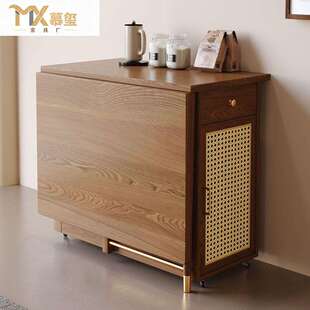 日式多功能实木折叠桌椅组合移动客厅收纳储物边柜饭桌