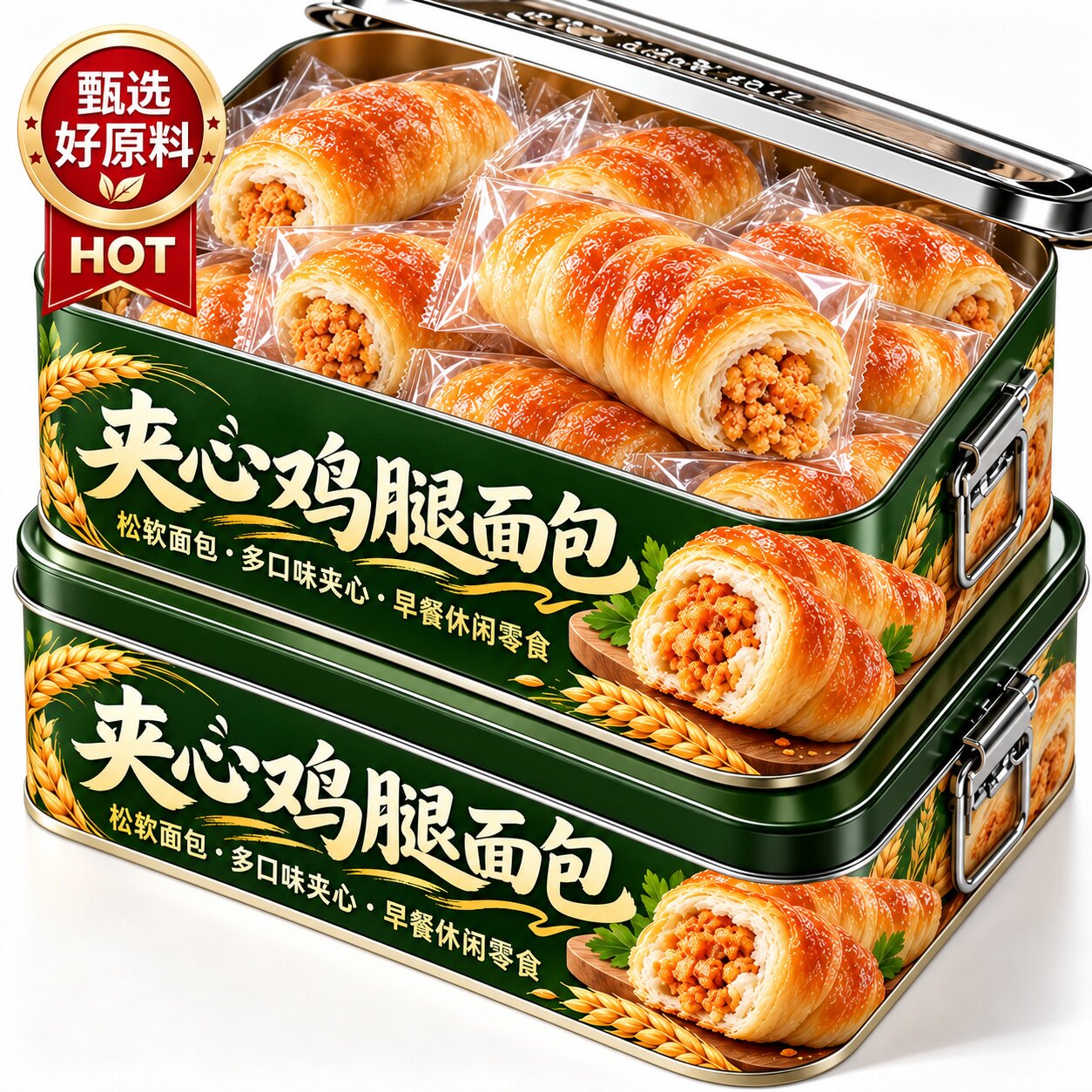 怀旧老式鸡腿面包豆沙火腿肉松